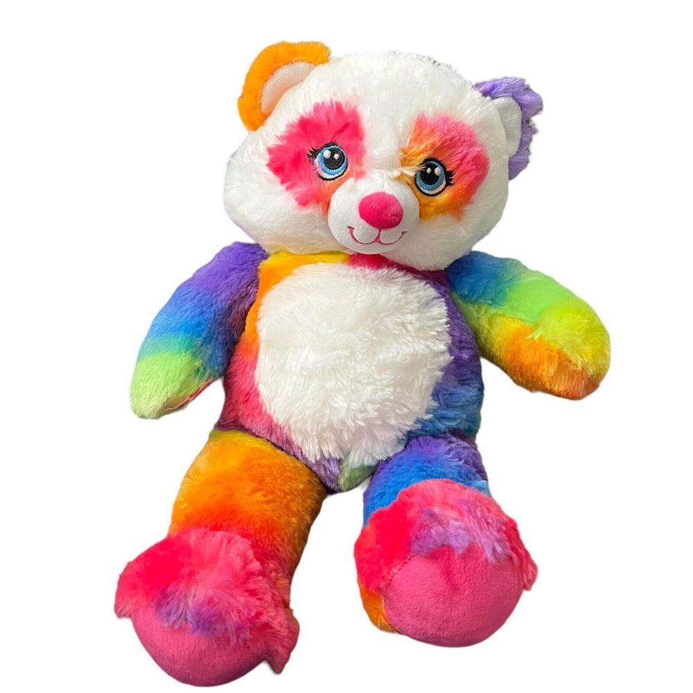 BUILD A BEAR Pop Of Color Panda Bear 16" Plush Tie Dye Rainbow